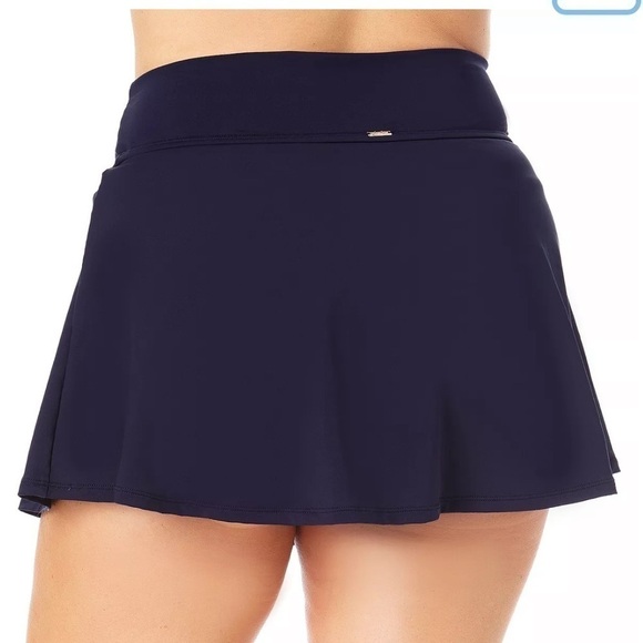 Anne Cole Women's Plus Size Color Rock Skirt Swim Bottom in Blue Size 20W Navy - Picture 3 of 11
